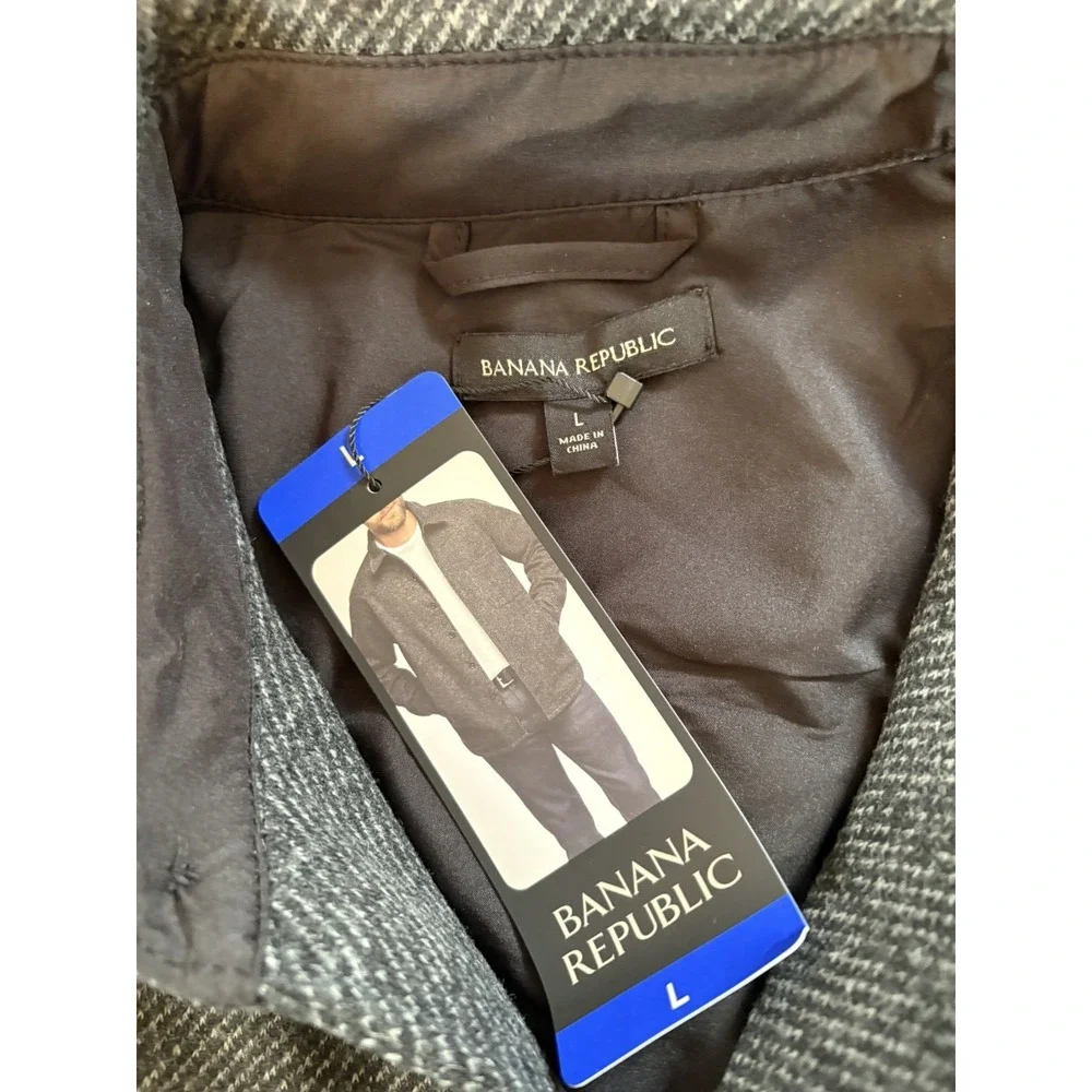 Banana Republic Jacket Mens Large Gray Button Shacket NWT